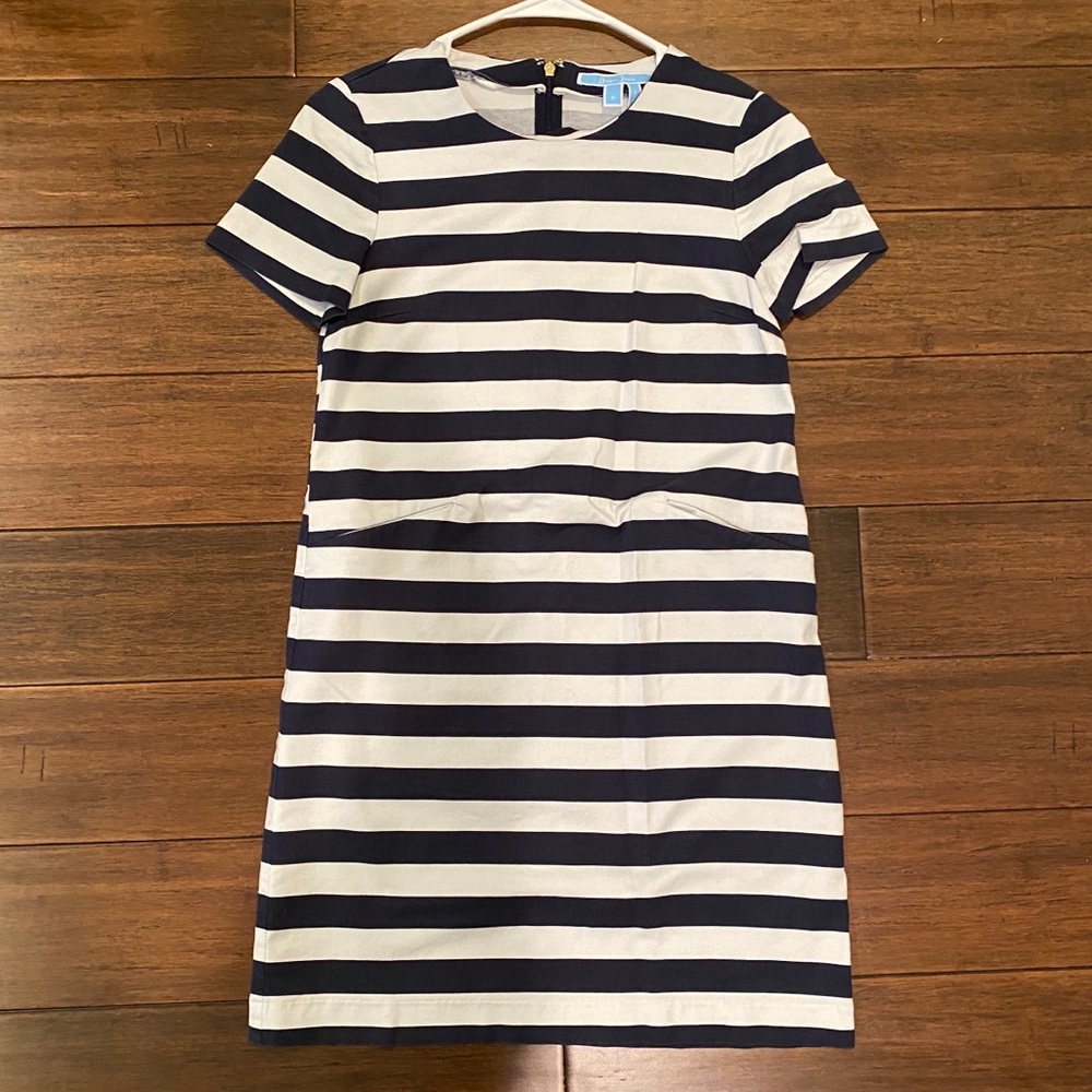Draper James Navy Stripe Shift Mini Dress 0